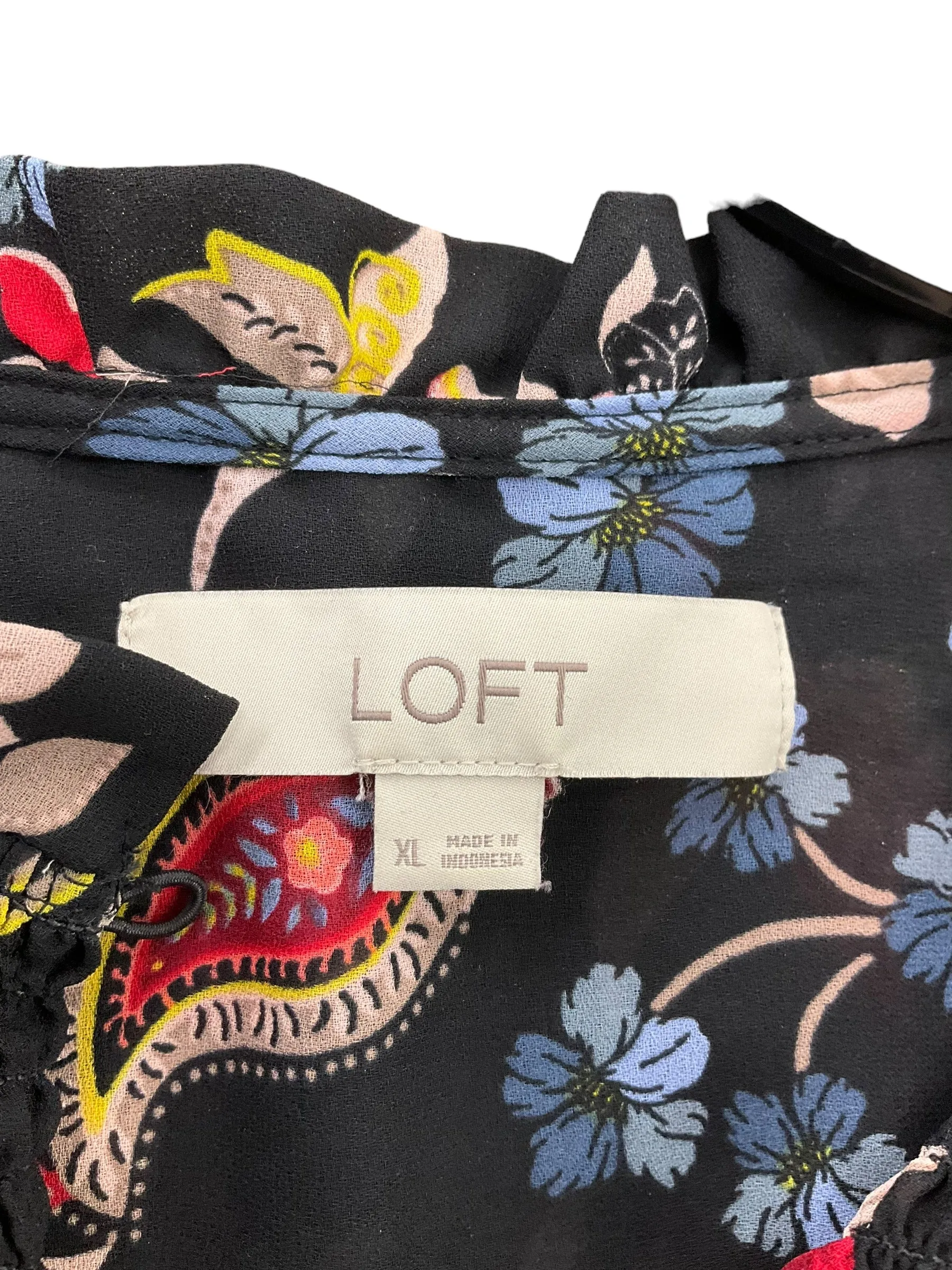 Blouse Long Sleeve By Loft In Floral Print, Size: Xl