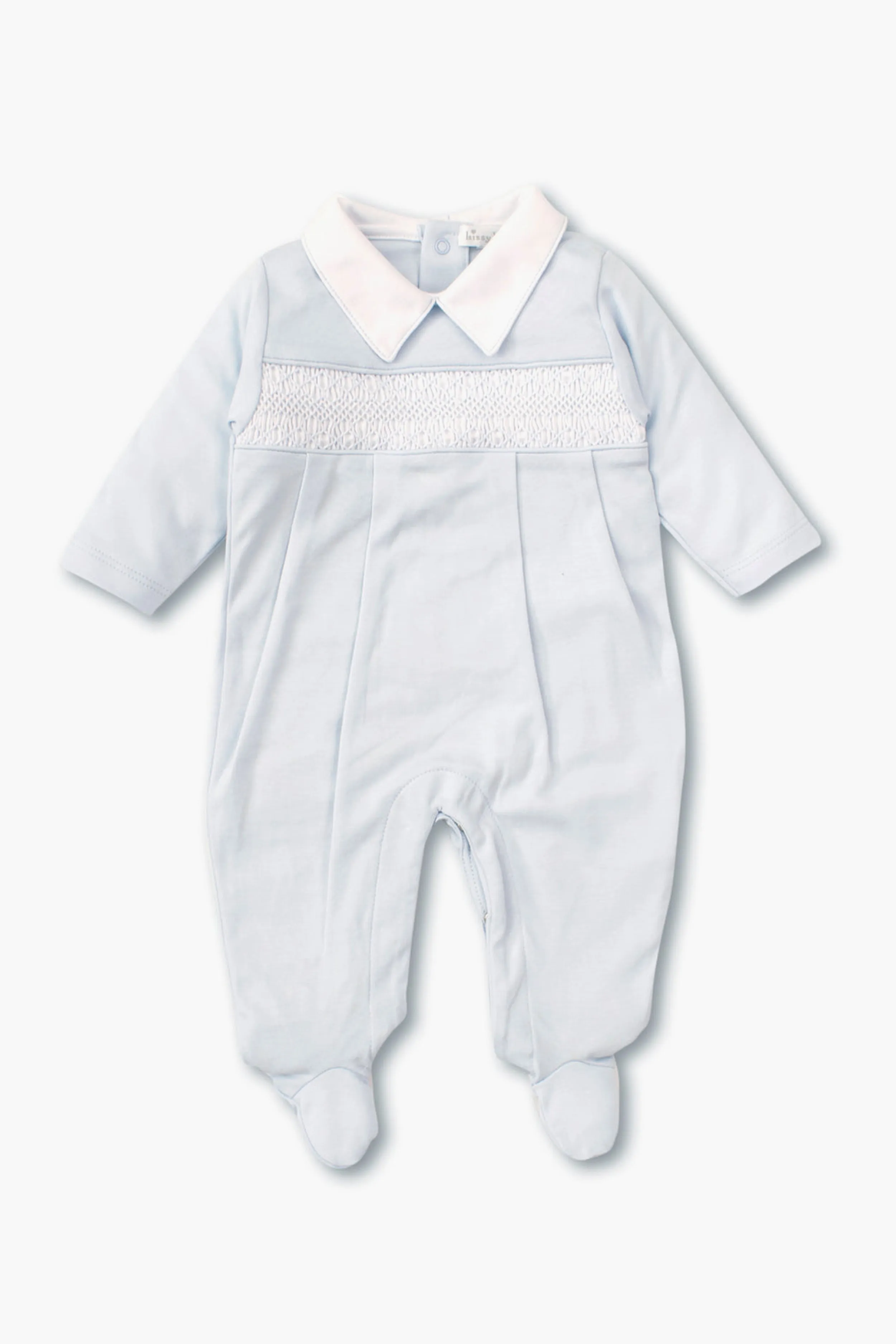 Blue Hand Smocked Footie