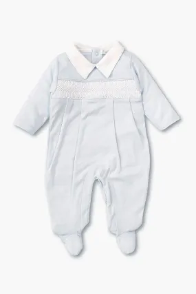 Blue Hand Smocked Footie