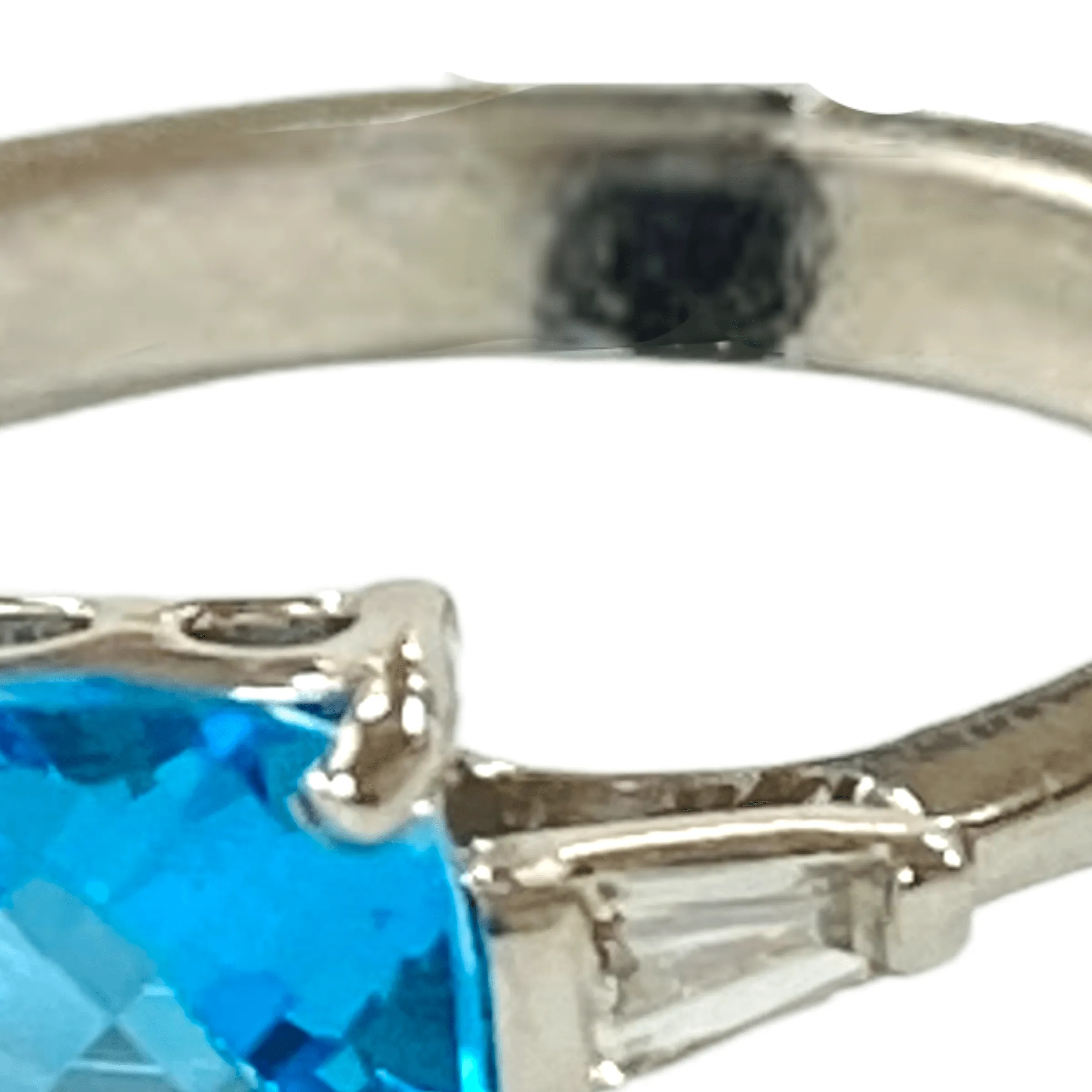 Blue Topaz Diamond Ring 14K White Gold