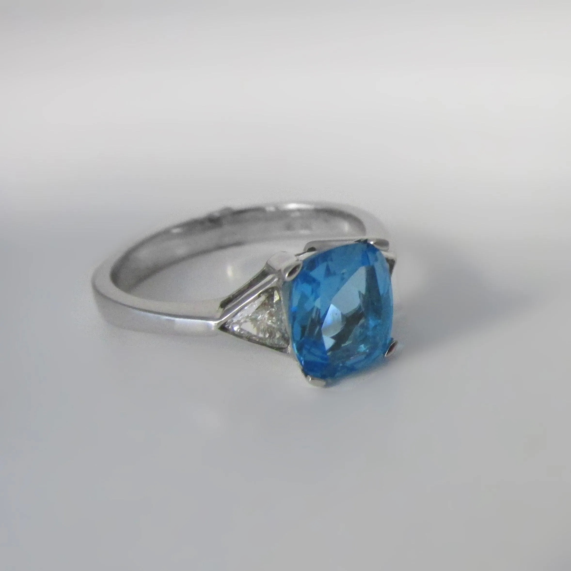 Blue Topaz Diamond Ring 14K White Gold