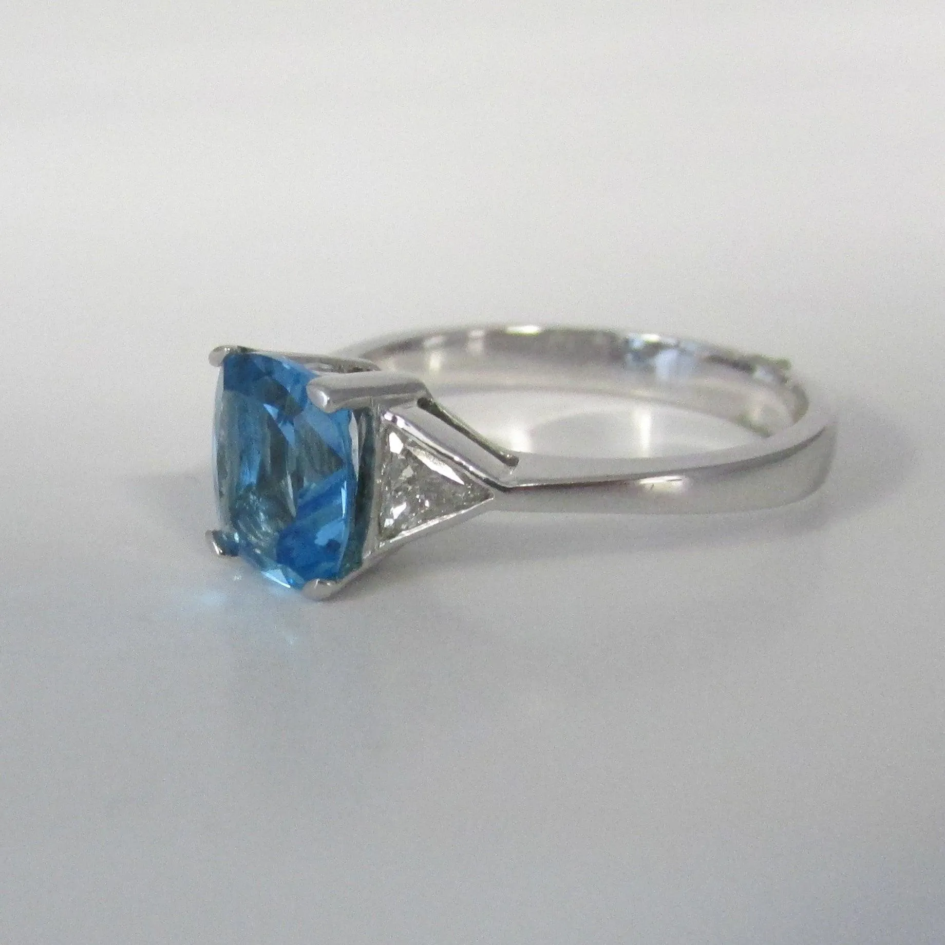 Blue Topaz Diamond Ring 14K White Gold