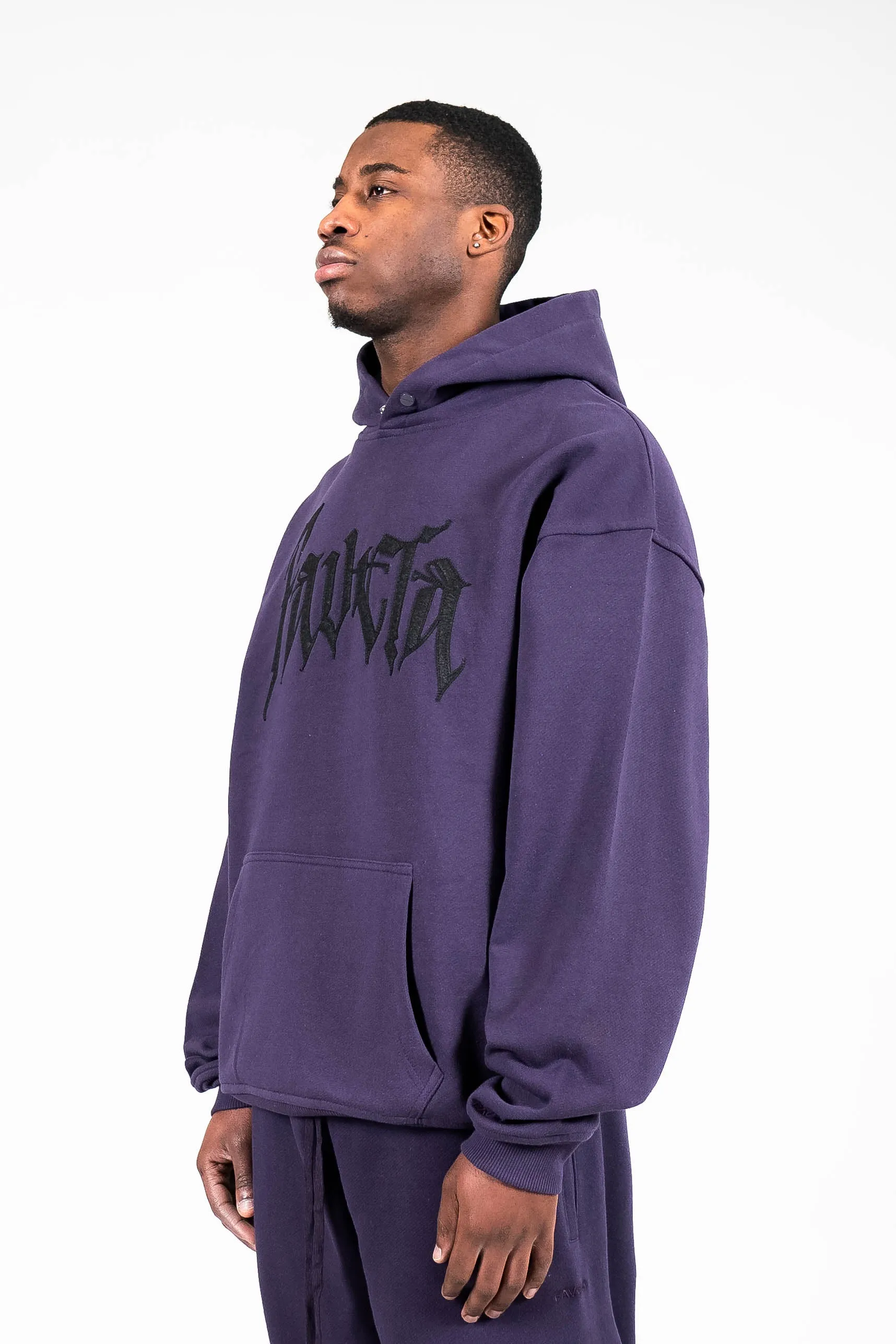 BOLT FLEECE PLUM SNAP BUTTON HOODIE