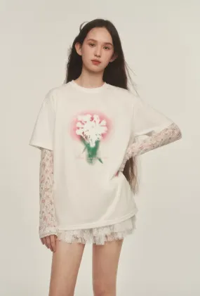 Bouquet Print Round Neck T-shirt AYF0045