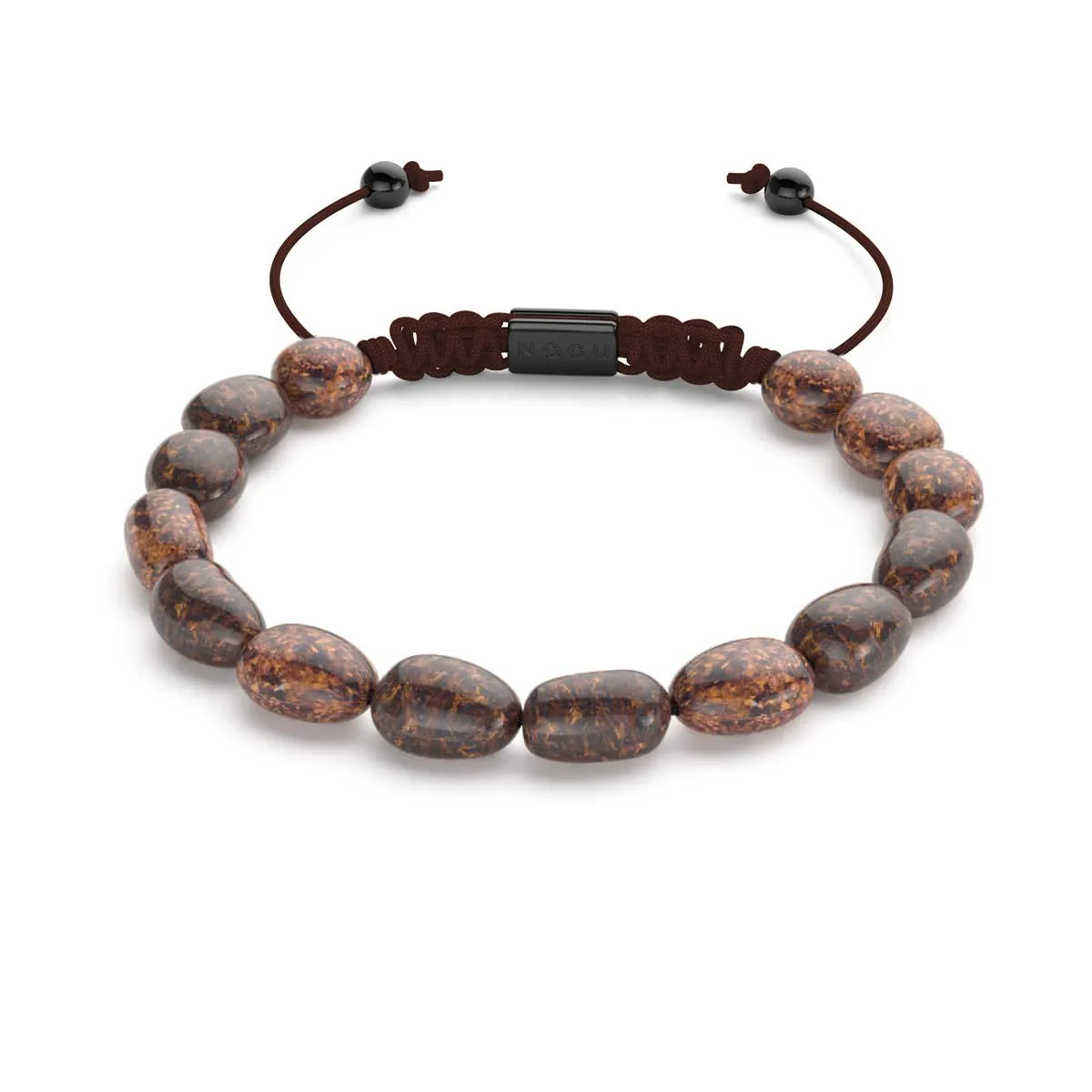 Bronzite | Gunmetal | Gemstone Pebble Macrame Bracelet