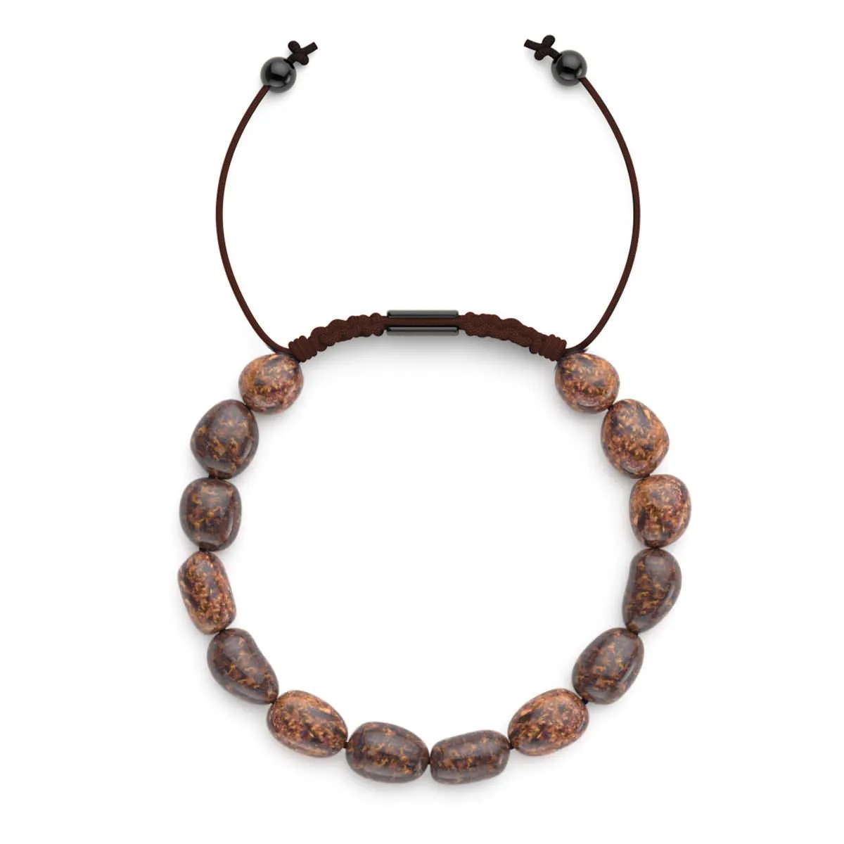 Bronzite | Gunmetal | Gemstone Pebble Macrame Bracelet