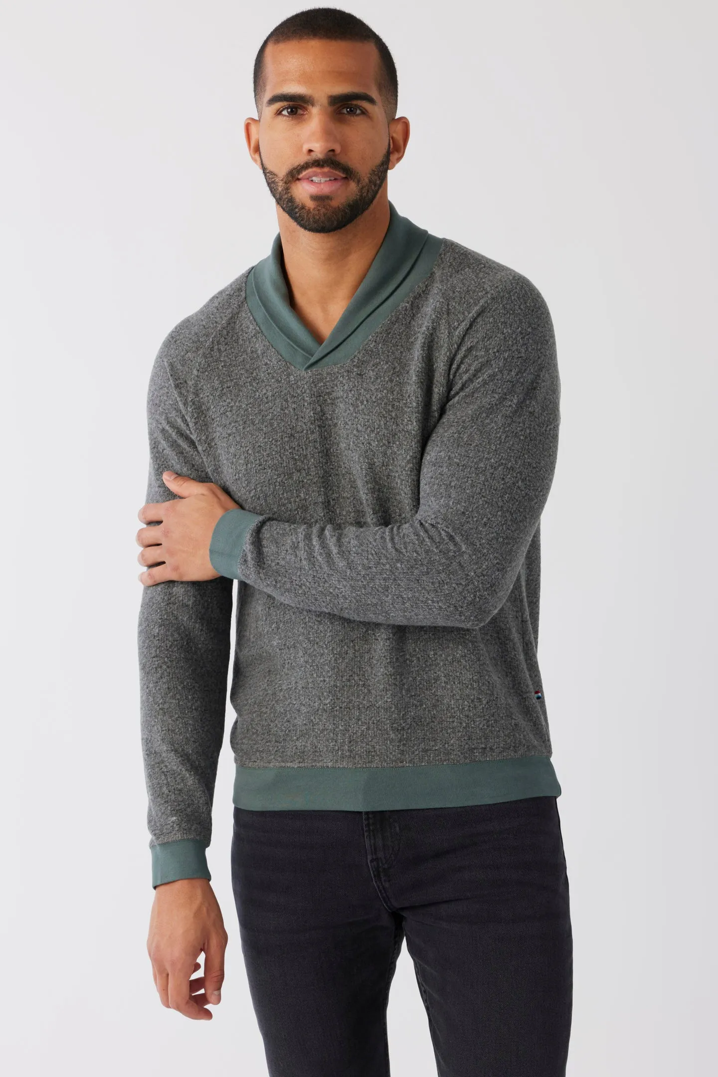 Brushed Boucle Shawl Pullover - Storm