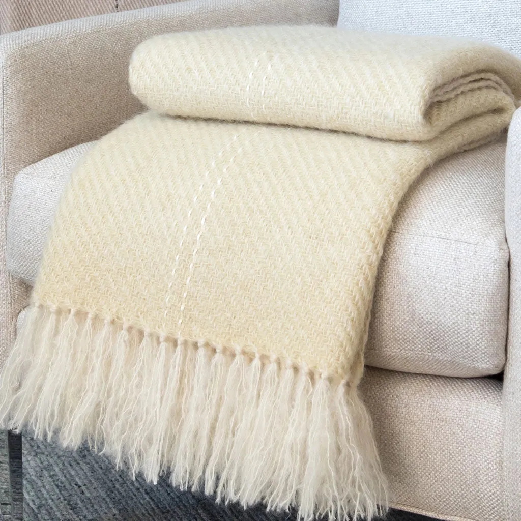 Buttercup Yellow Handwoven Mohair Throw