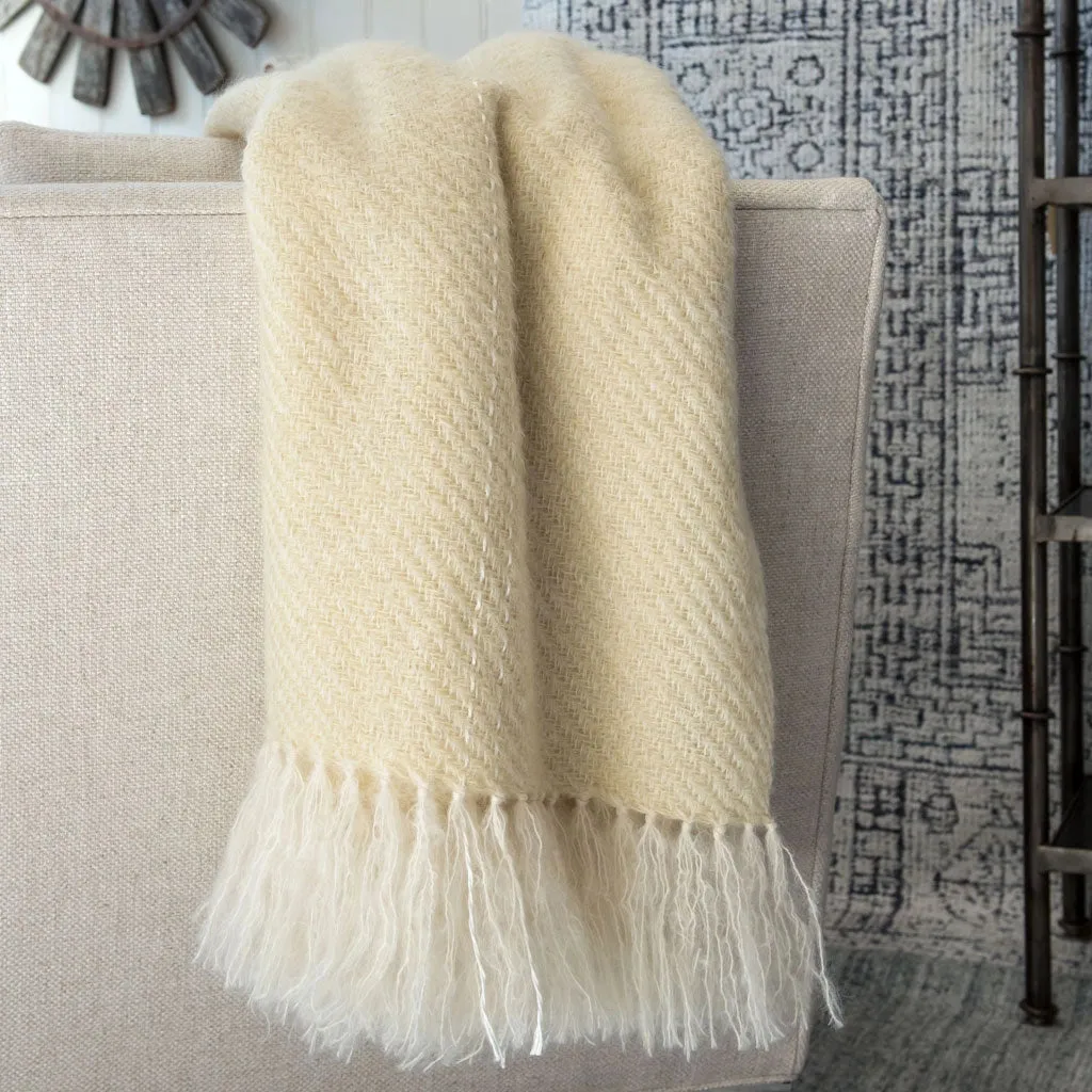 Buttercup Yellow Handwoven Mohair Throw