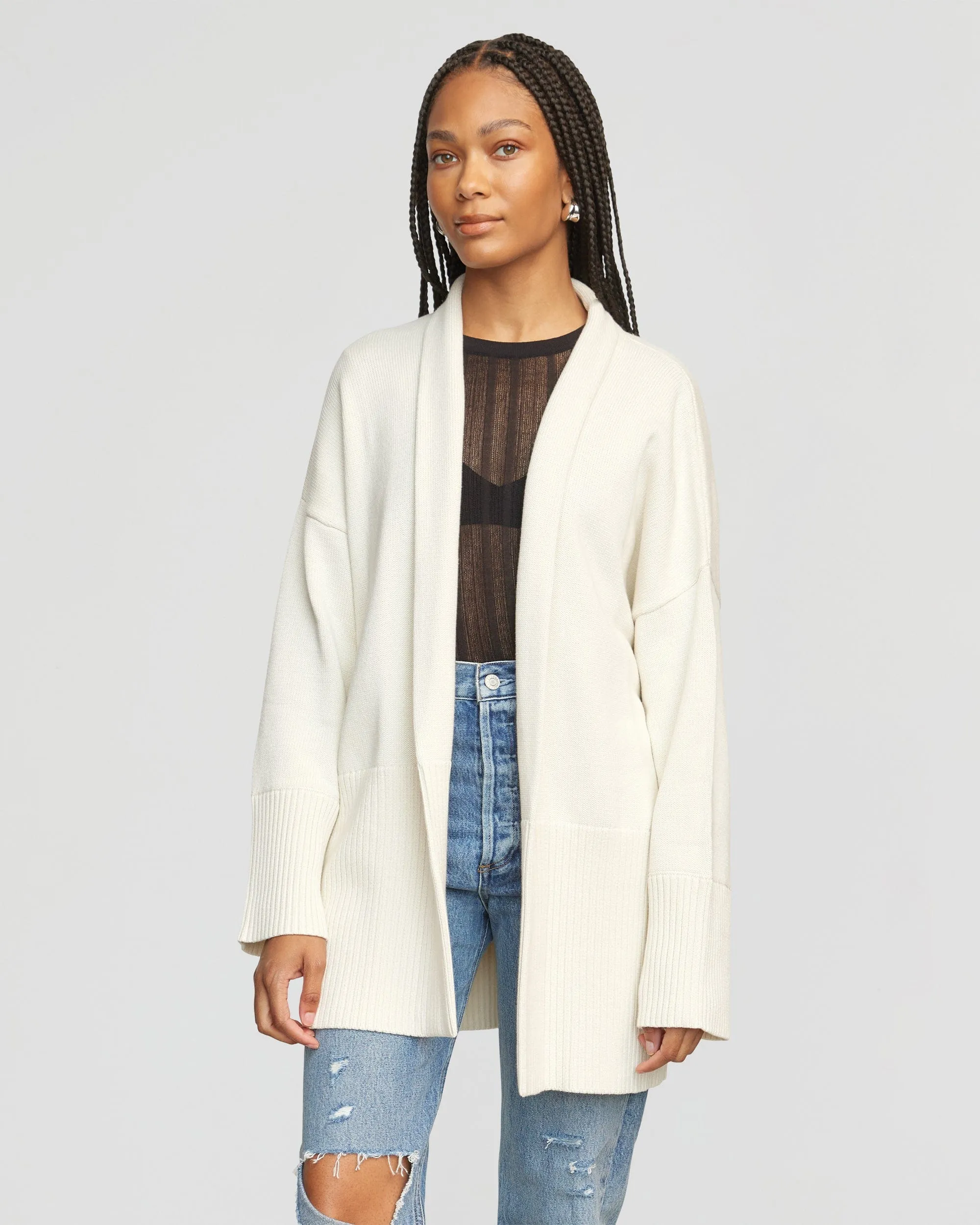 Carla Organic Cotton Split-Back Cardigan