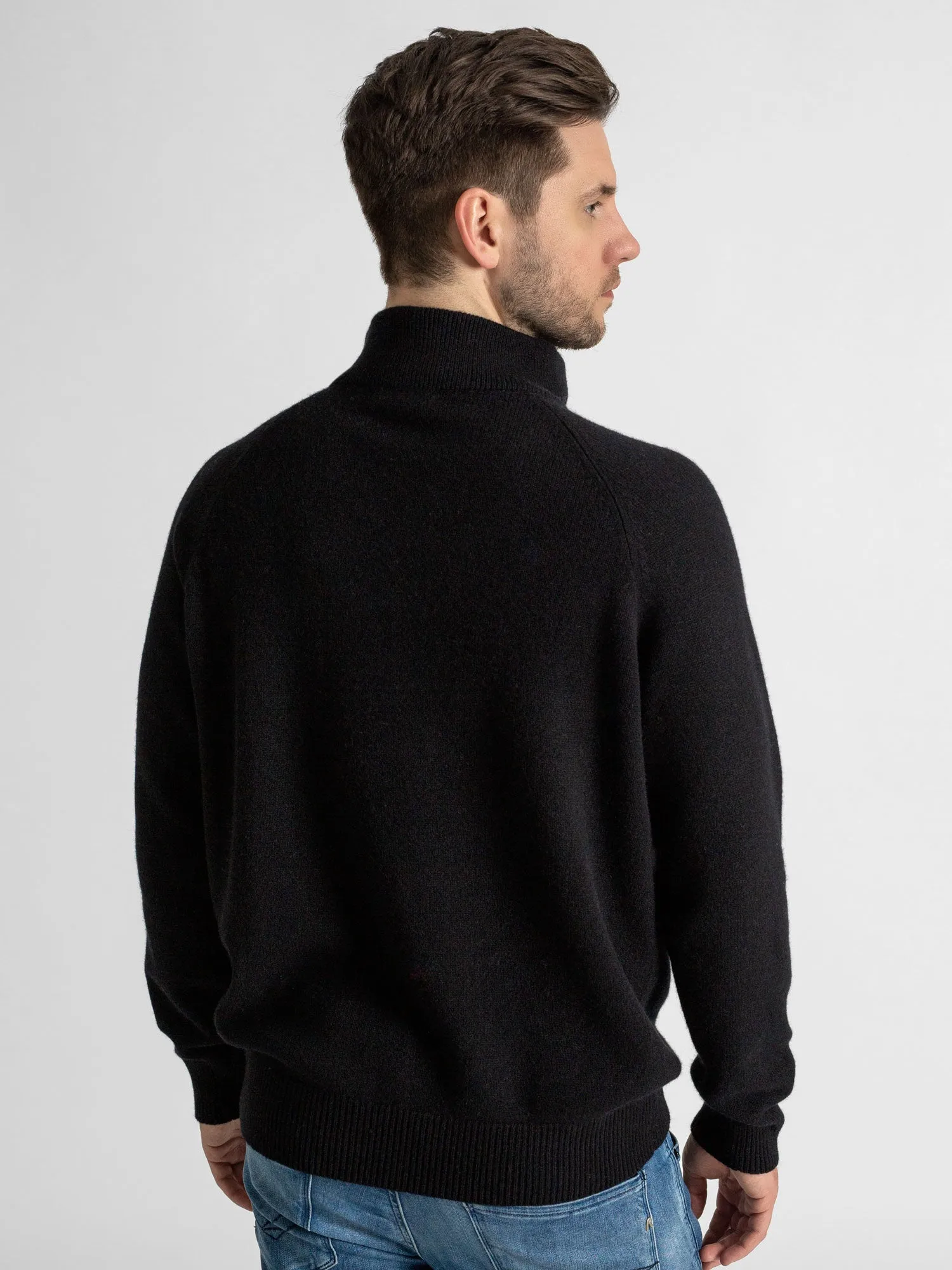 Cashmere sweater men "Frost zip" - black