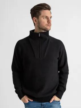 Cashmere sweater men "Frost zip" - black