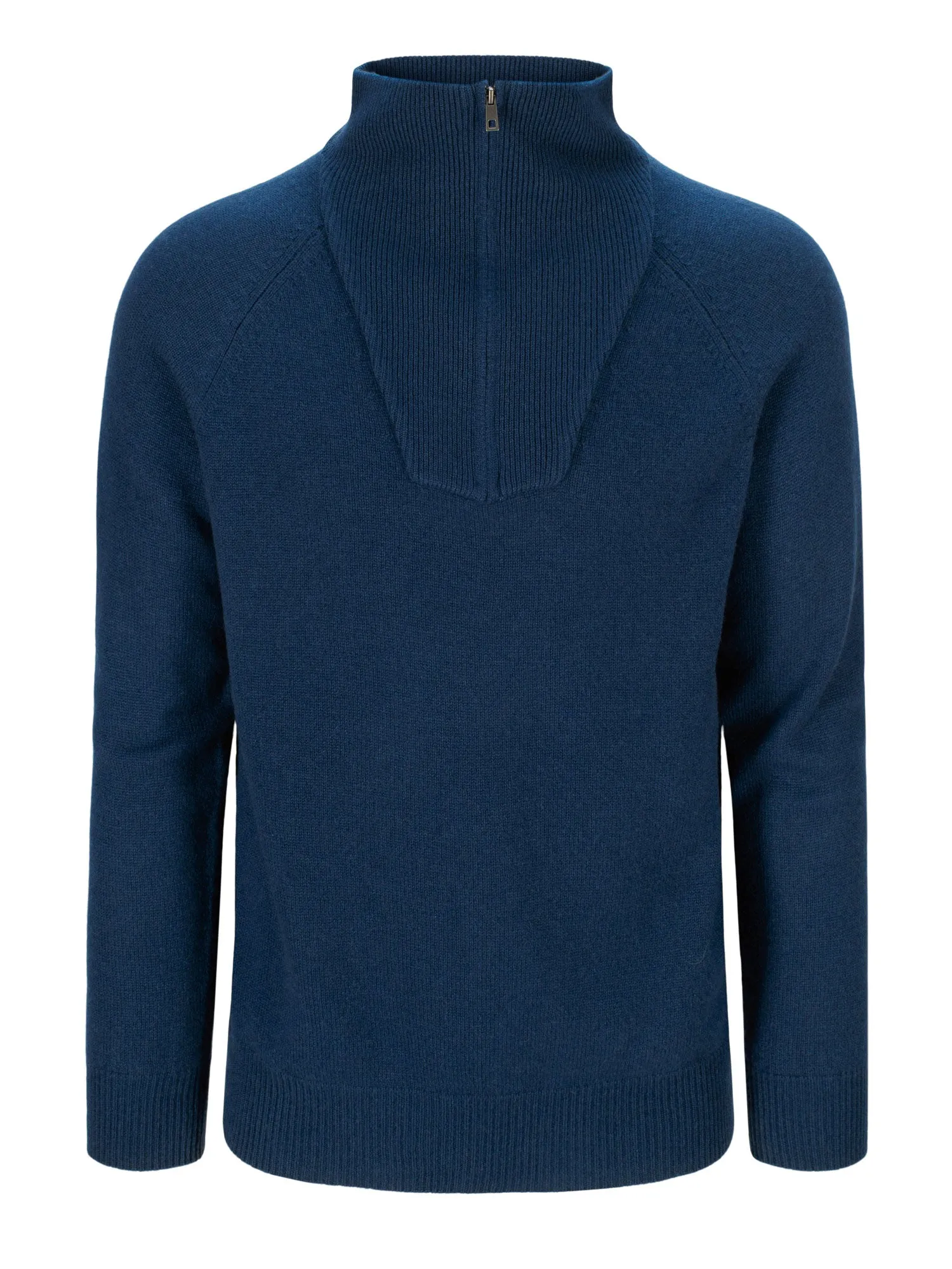 Cashmere sweater men "Frost zip" - mountain blue