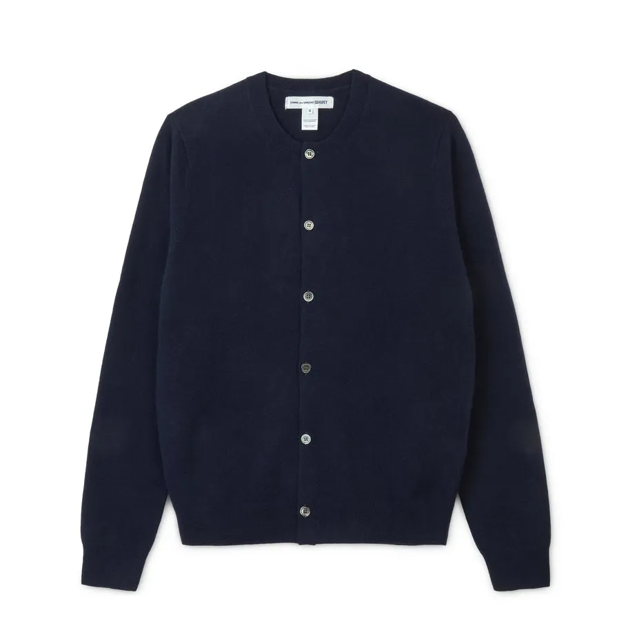 CDG Shirt Forever - Round Neck Lambswool Cardigan - (Navy)