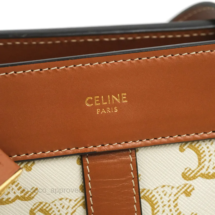 Celine Teen Cabas De France White Triomphe Calfskin Canvas