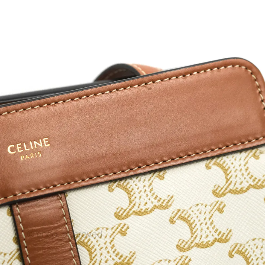 Celine Teen Cabas De France White Triomphe Calfskin Canvas