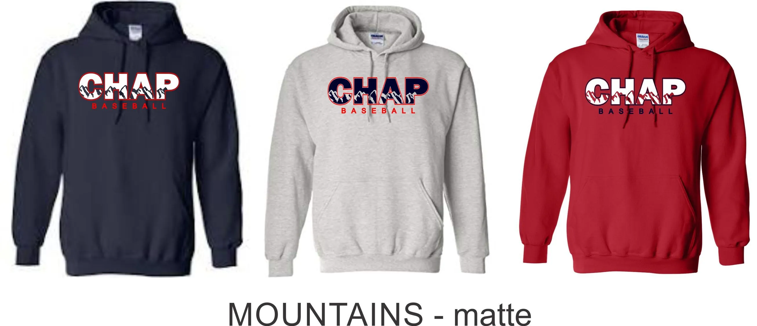 Chap Baseball Hooded Sweatshirt- 4 Designs- Matte and Glitter