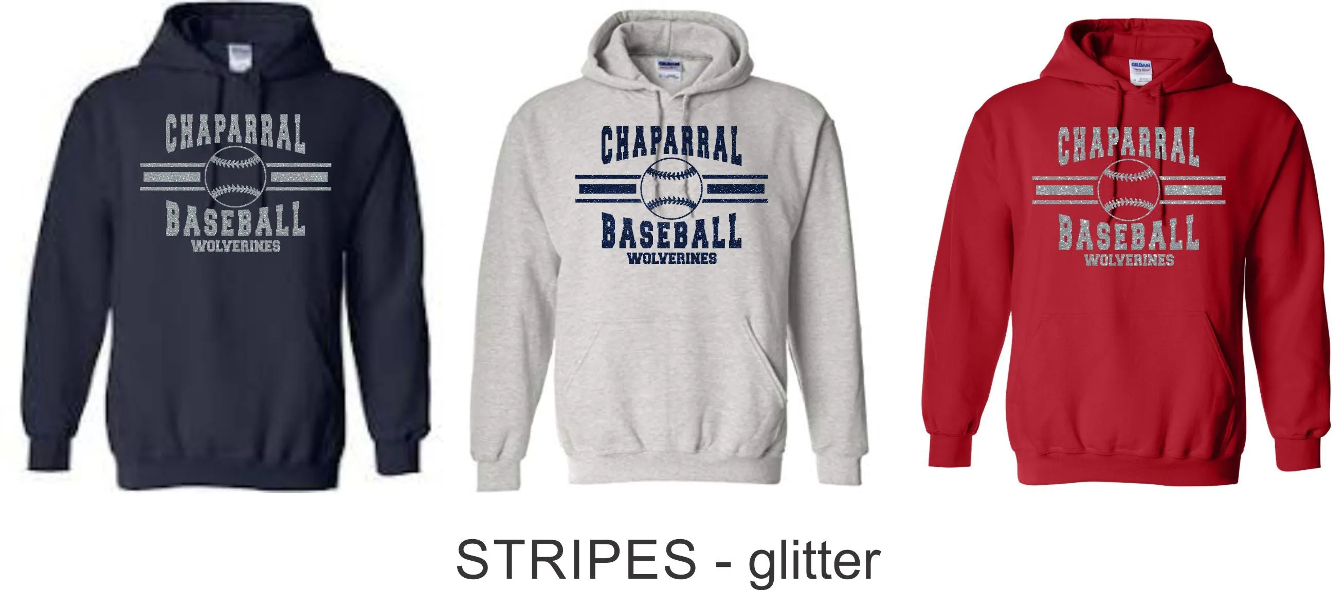 Chap Baseball Hooded Sweatshirt- 4 Designs- Matte and Glitter