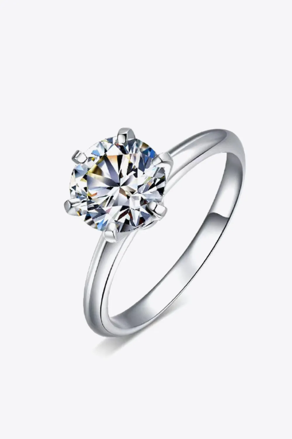 Charmed Subtle Sparkle 3 Carat 925 Sterling Silver Moissanite 6-Prong Ring {Pair with CHARMED BAND}