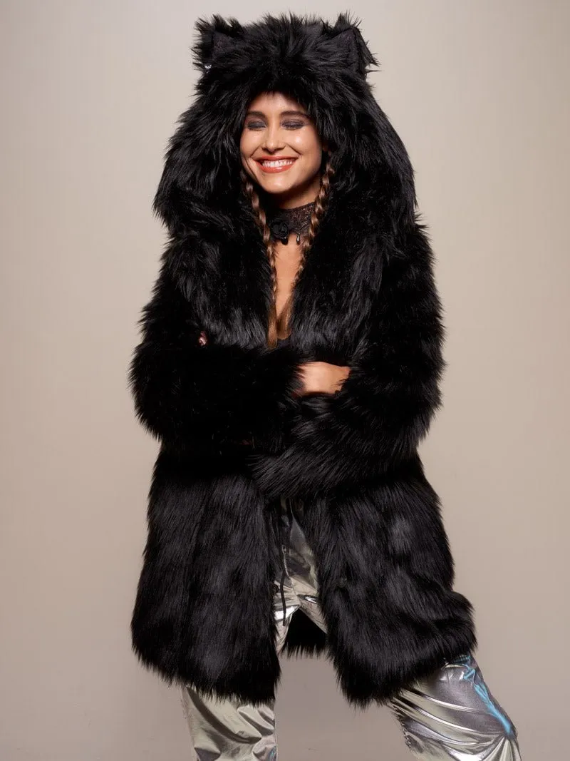 Classic Women's Faux Fur Coat | Black Wolf