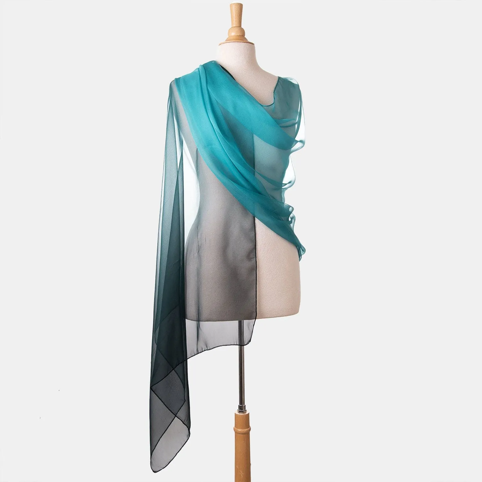 Claudia - Silk Scarf/Shawl - Turquoise Ombré