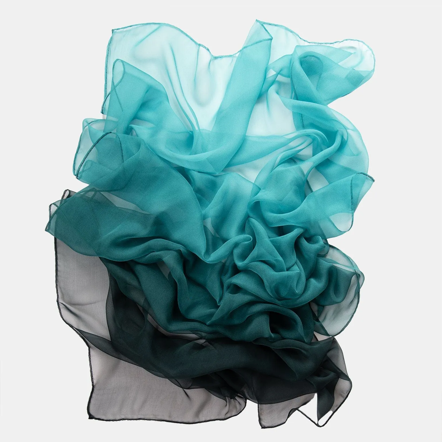 Claudia - Silk Scarf/Shawl - Turquoise Ombré