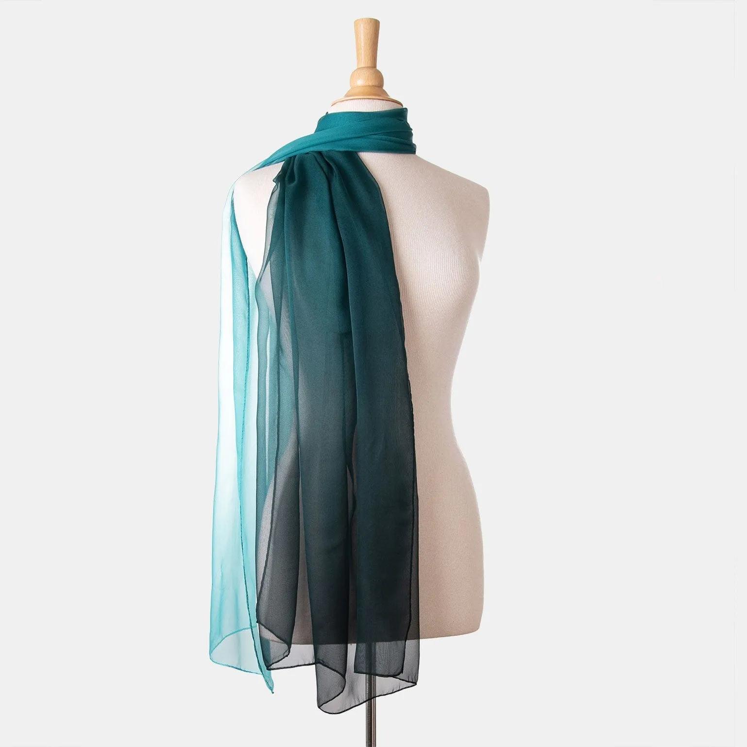 Claudia - Silk Scarf/Shawl - Turquoise Ombré