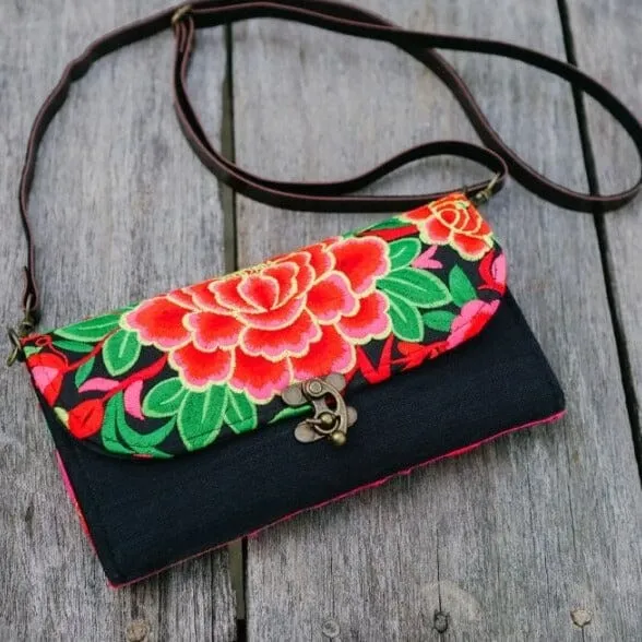 Colorful Bohemian Bag/Clutch - Embroidered Purse/Wallet