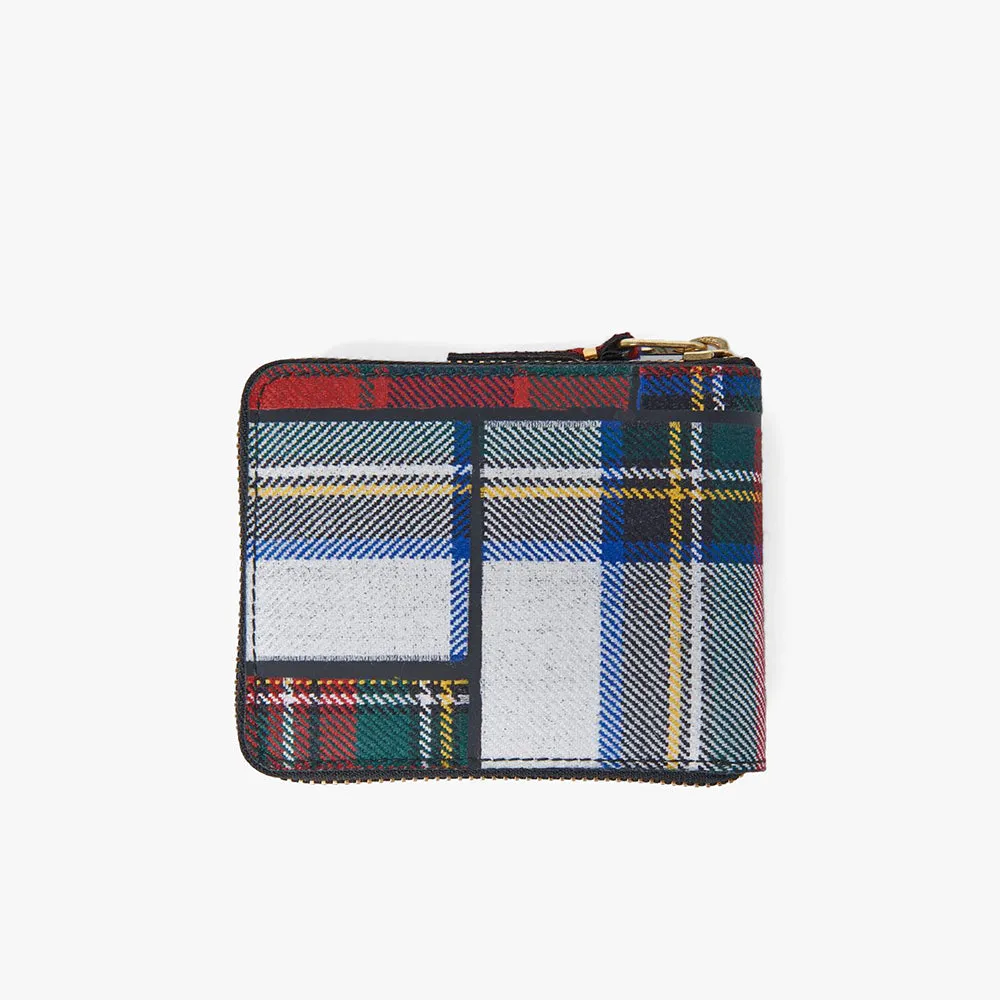 COMME des GARÇONS WALLET Tartan Patchwork Zip Wallet / Red