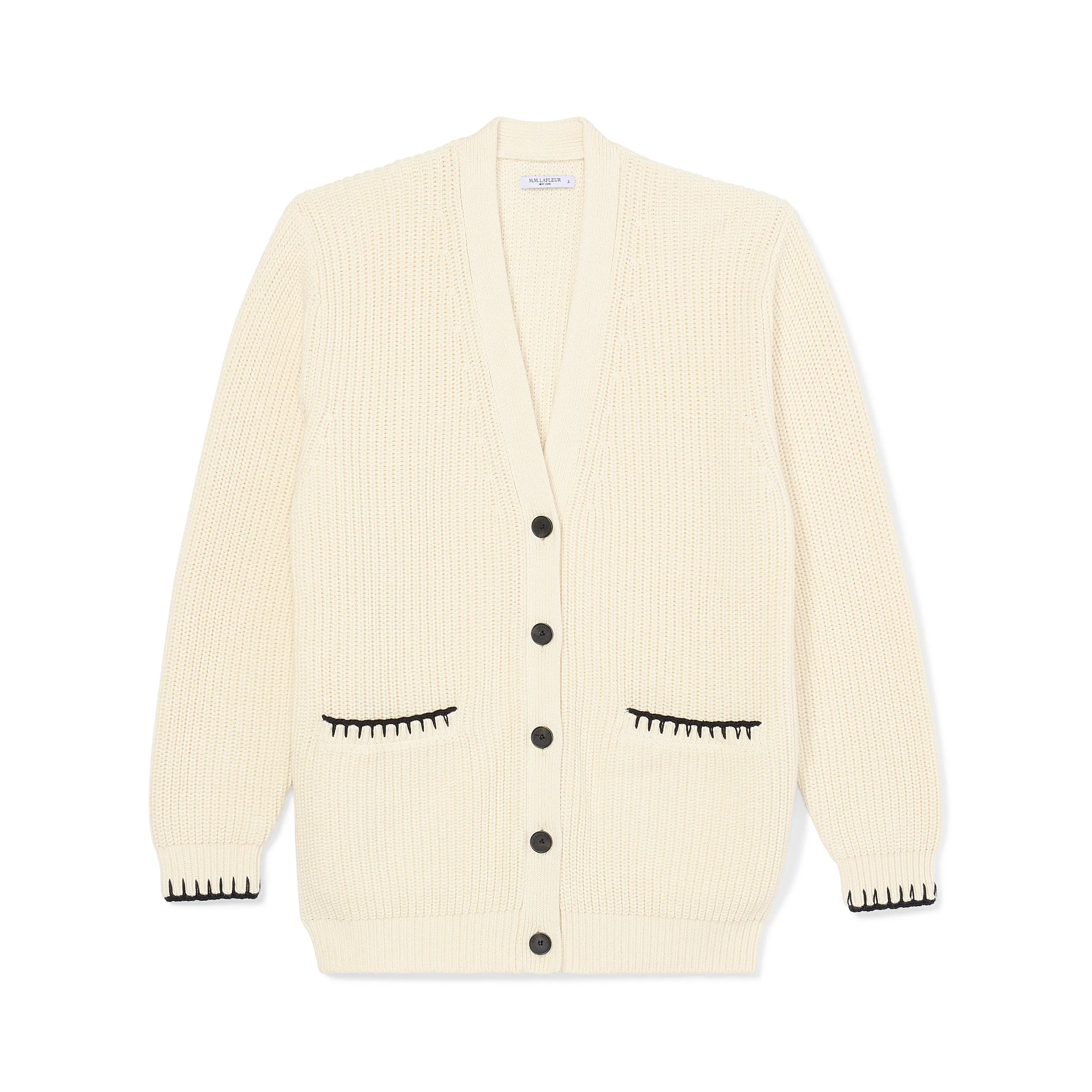 Cookie Cardigan - Contrast Knit :: Ivory/Black