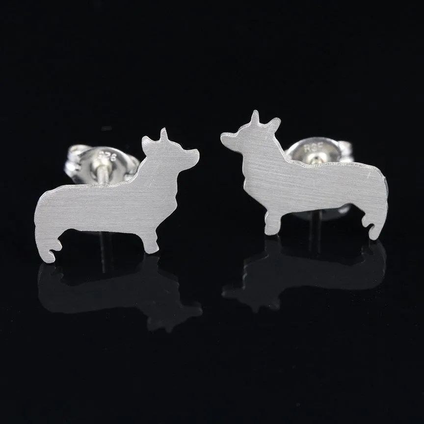 Corgi Sterling Silhouette Earring Studs