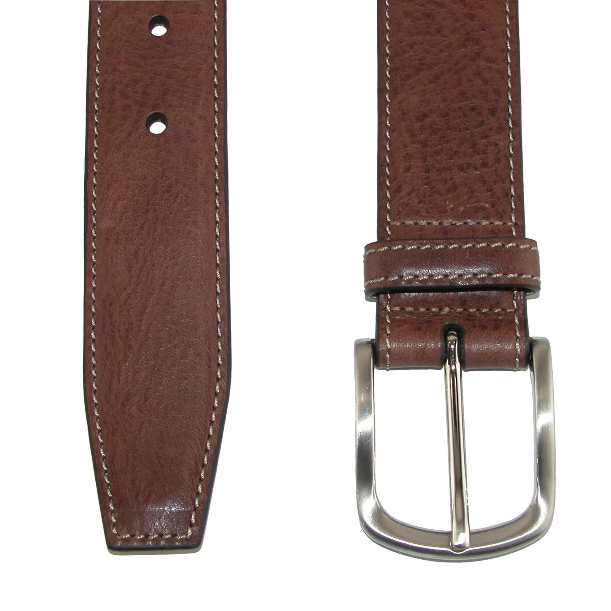 CrookhornDavis Men's Brescia Boxcalf Casual Belt with Contrast Stitch