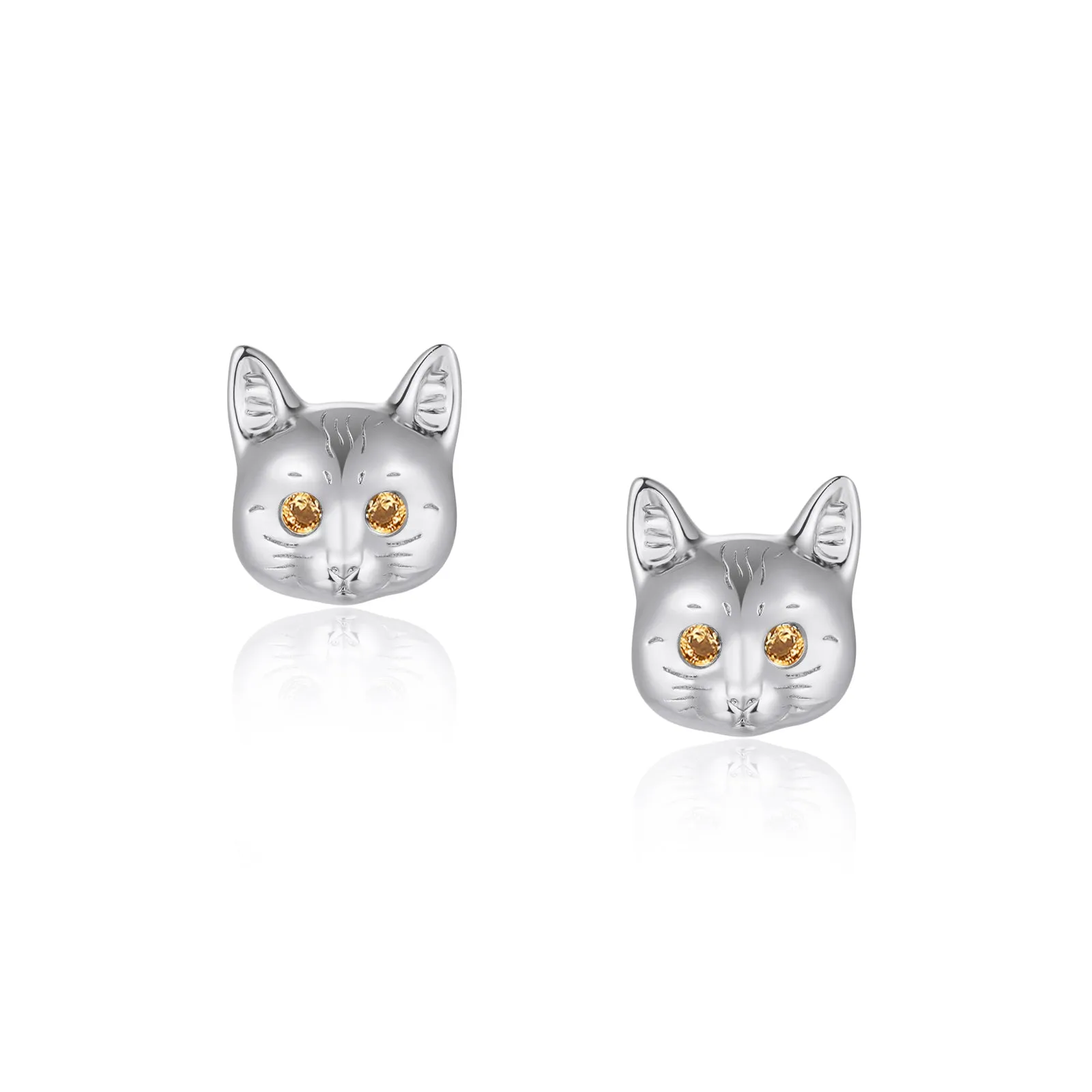 Cynthia x Love by the Moon - Silver Cat & Love Earrings