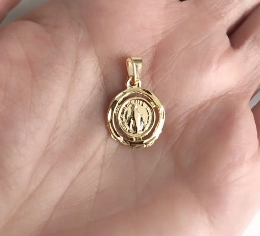 Dainty Coin Necklace Miraculous Medal Pendant