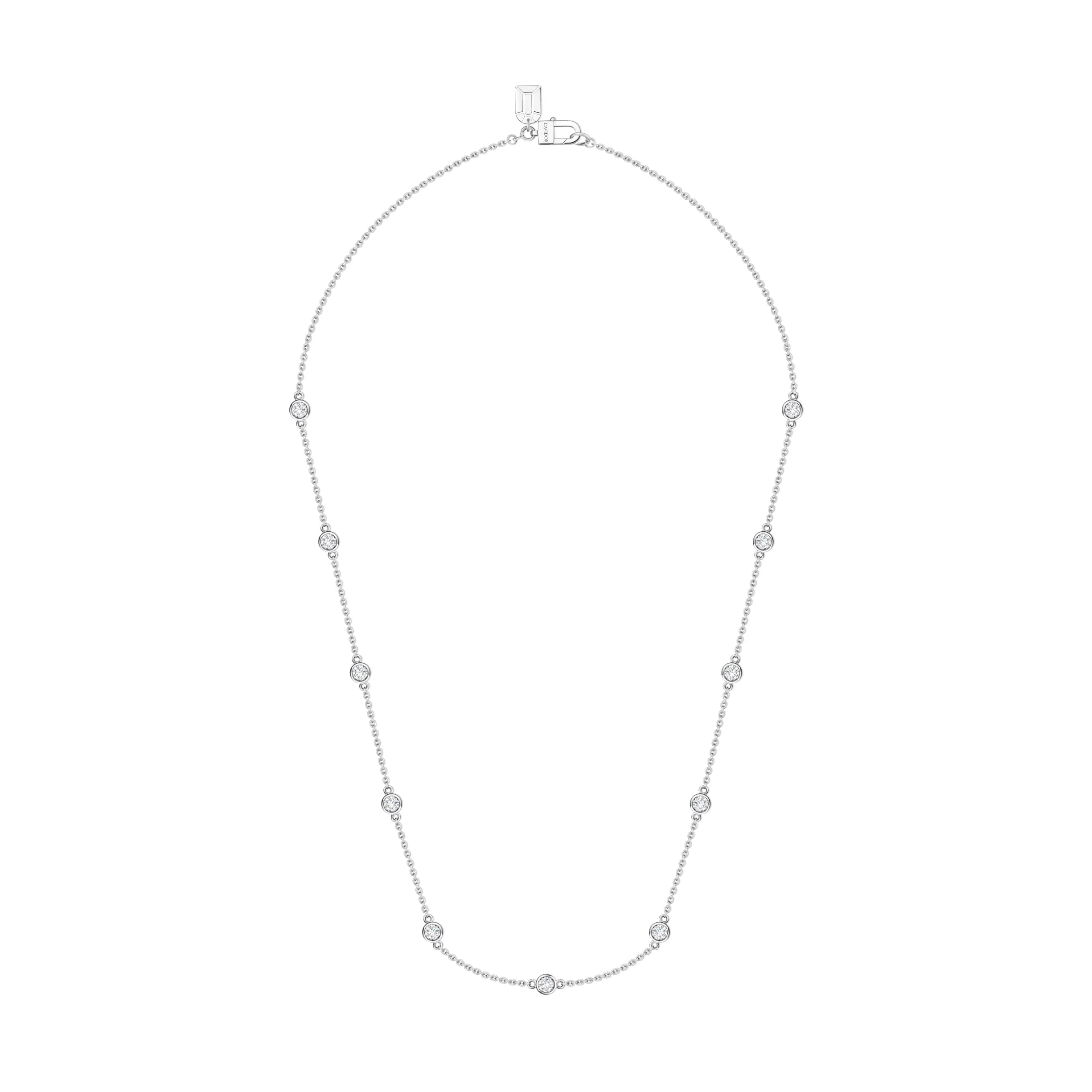 DAVIDOR Diamant Necklace MM, 18k White Gold with Brilliant Round Diamonds