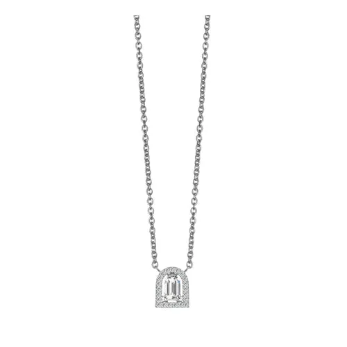 Diamant Sculptural Pendant Necklace, 18k White Gold with DAVIDOR Arch Cut Diamond and Brilliant Diamonds