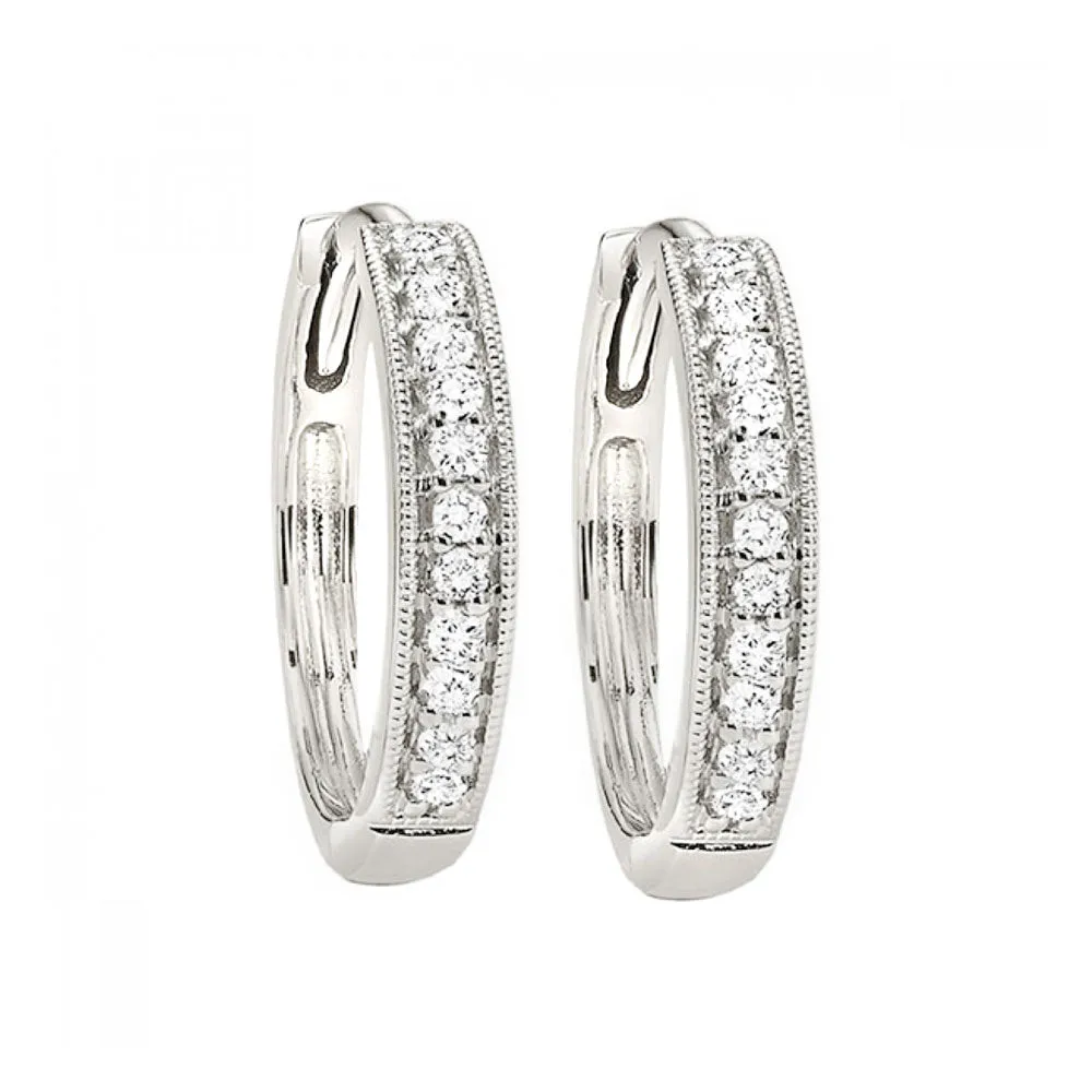 Diamond Huggie Hoops with Milgrain Detail