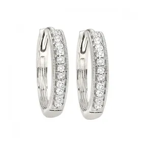 Diamond Huggie Hoops with Milgrain Detail