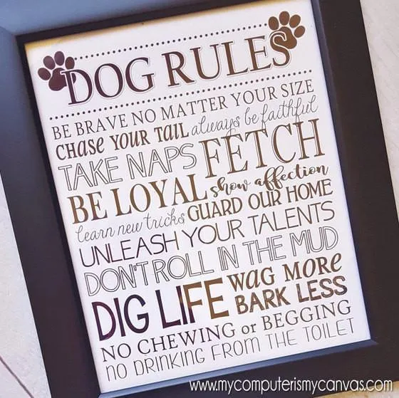 Dog Rules Subway Art PRINTABLE