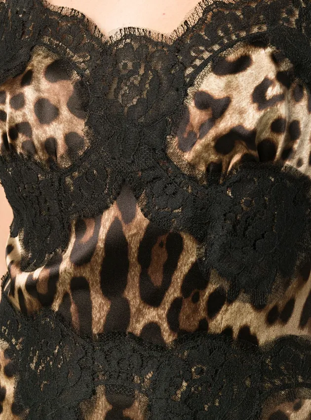 Dolce & Gabbana leopard-print satin midi lingerie-style dress