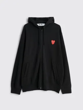 DOUBLE HEART HOODED ZIP SWEATSHIRT BLACK