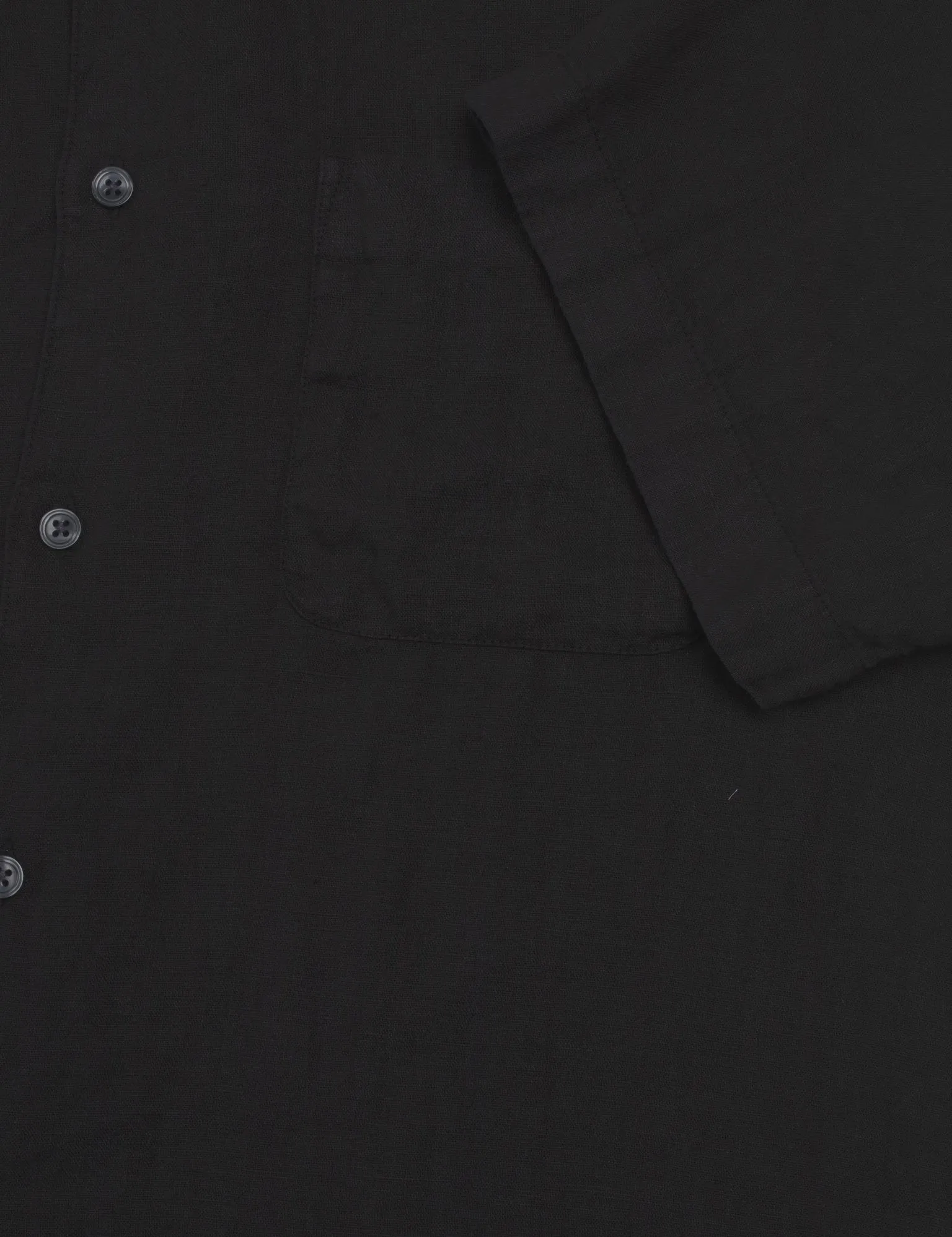 Dyed Linen Victor Shirt SS, Black