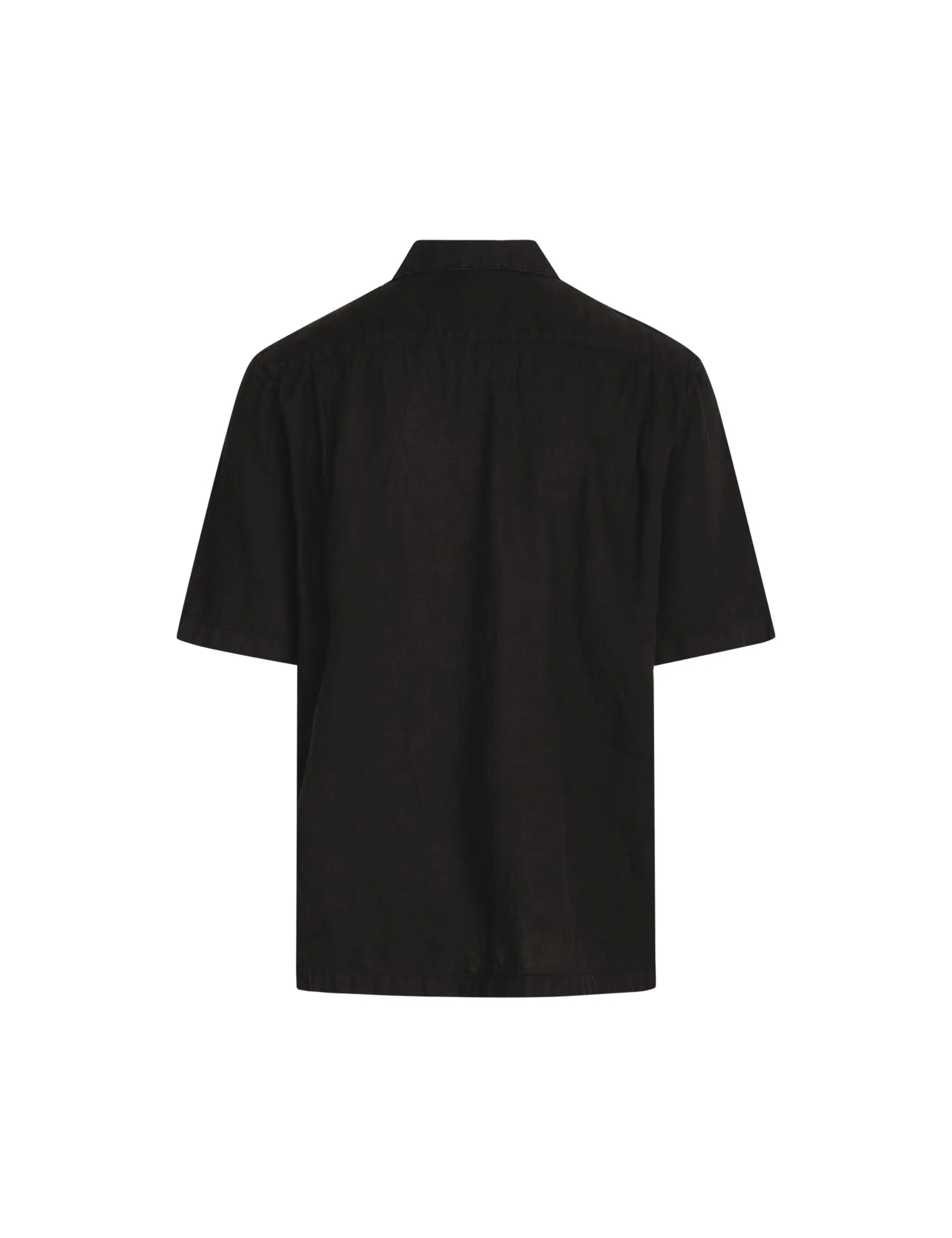 Dyed Linen Victor Shirt SS, Black