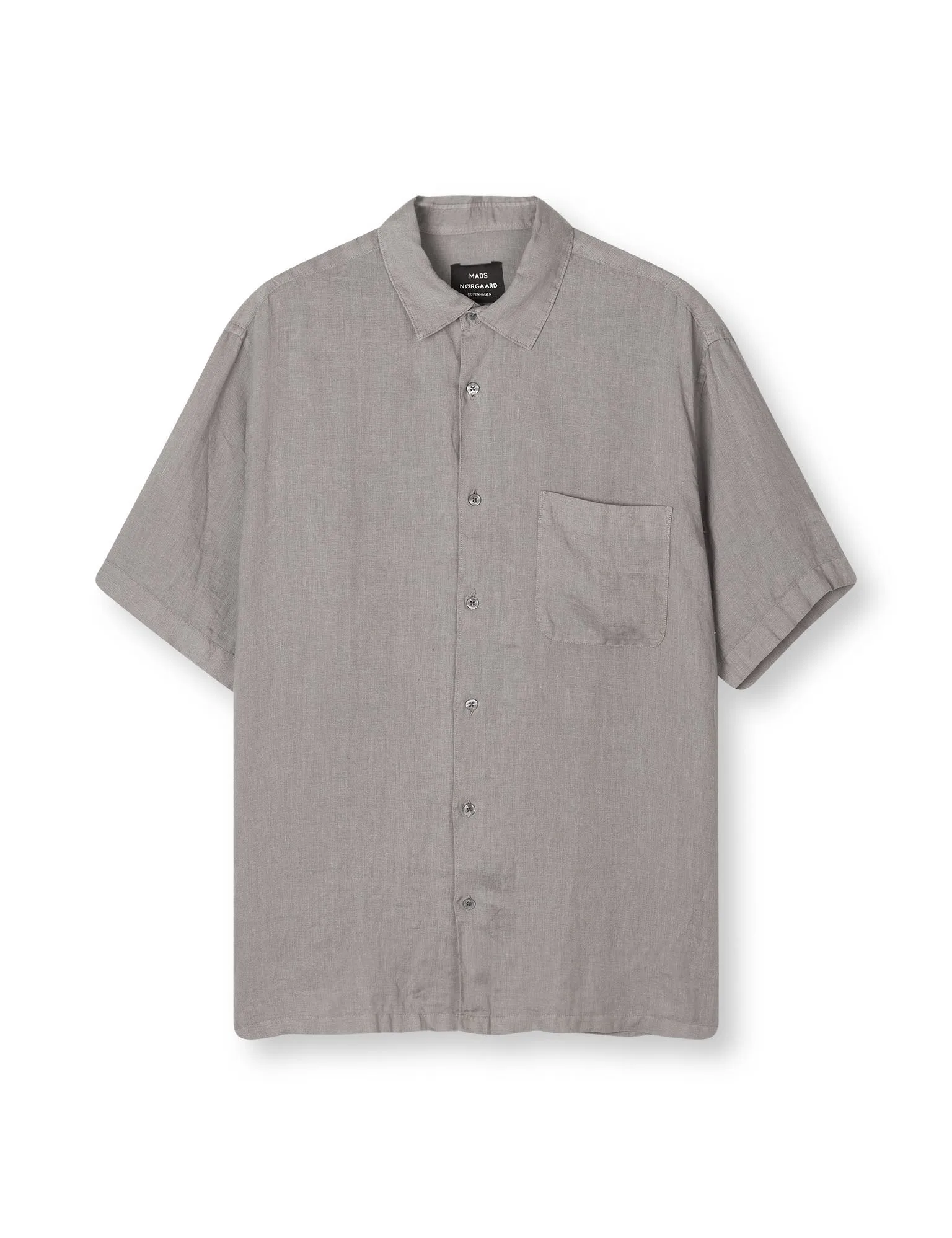 Dyed Linen Victor Shirt SS, Titanium