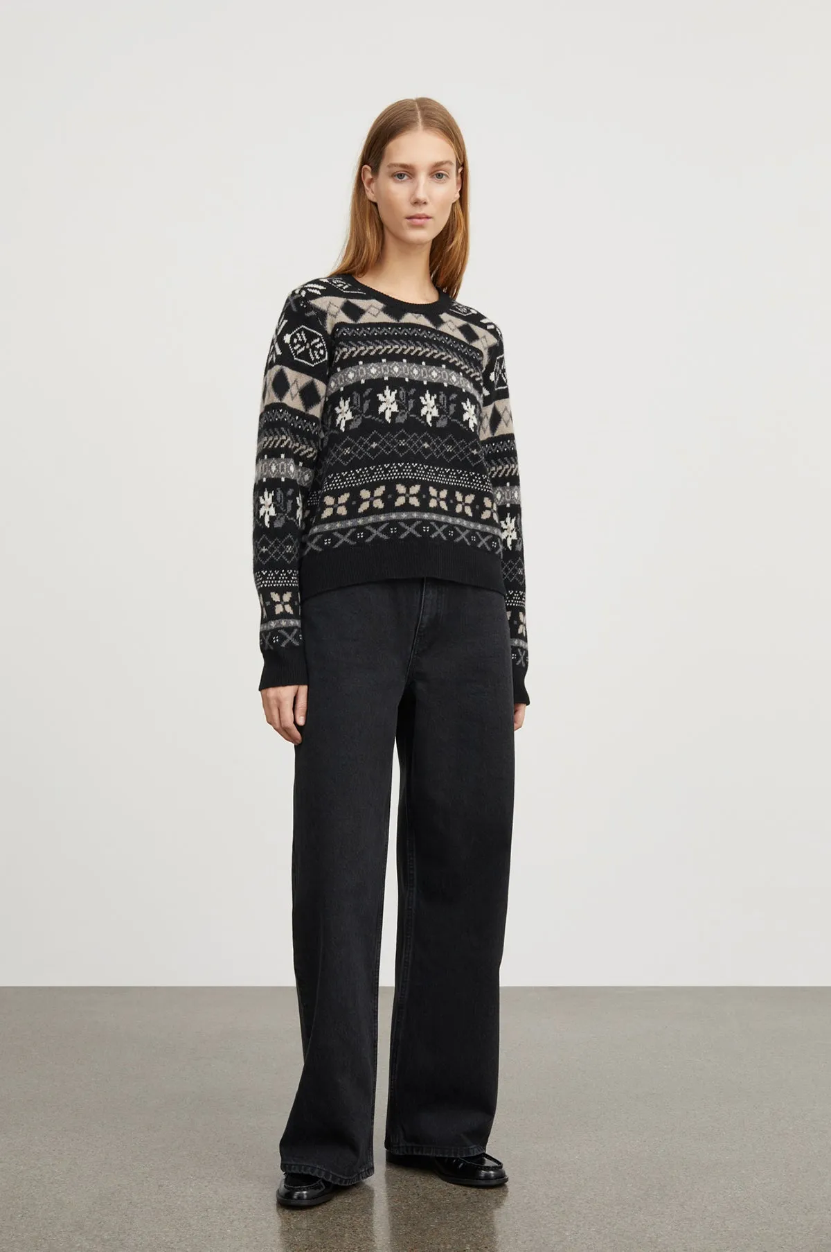 Ellinor Jumper Black/Grey Jacquard