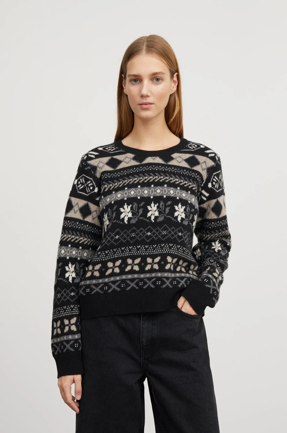 Ellinor Jumper Black/Grey Jacquard