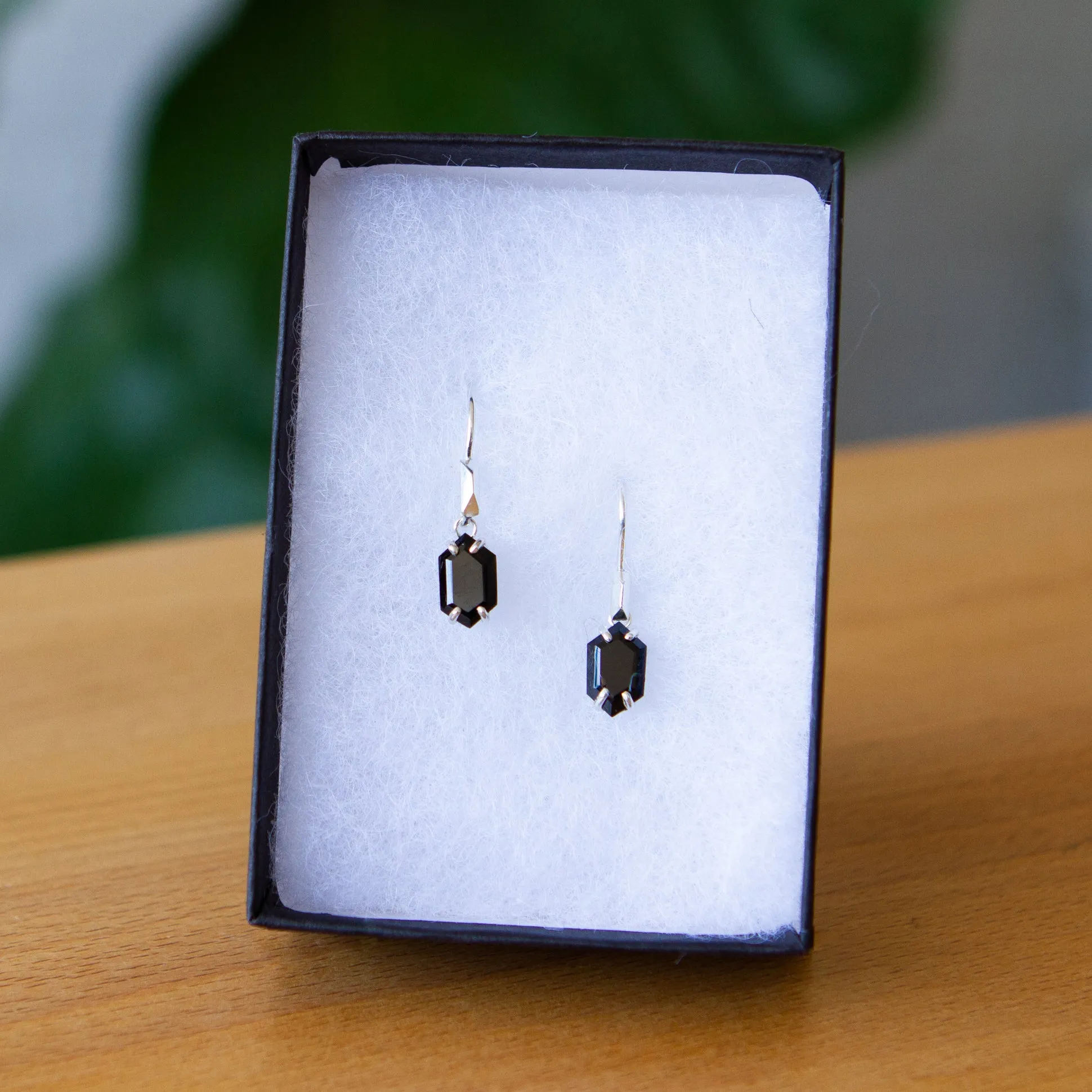 Eloise Black Garnet Earrings in Silver