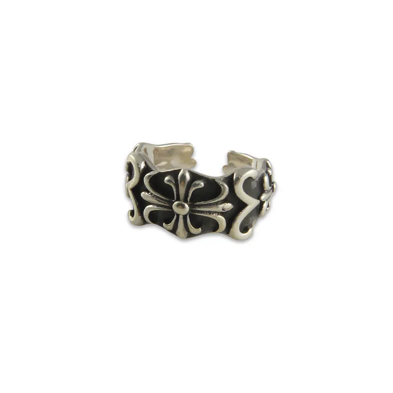 Embossed Curve fleur de lys Sterling Silver adjustable Ring