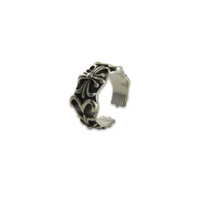 Embossed Curve fleur de lys Sterling Silver adjustable Ring