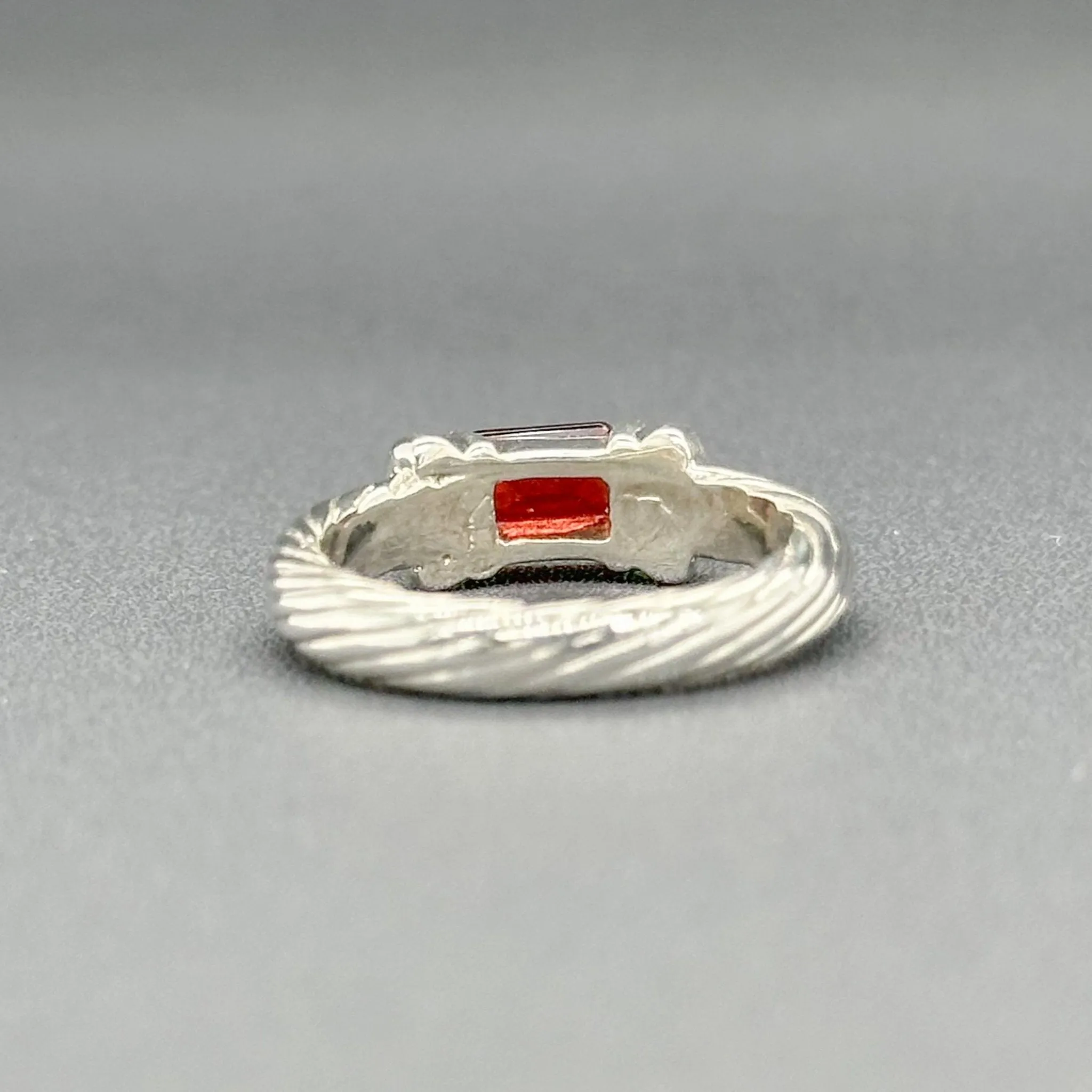 Estate SS Red CZ Cable Ring